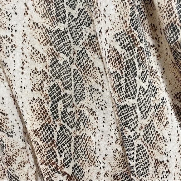 Women’s Python Animal Print Beige Brown Topper Kimono Swim Cover Tassels - Picture 5 of 7